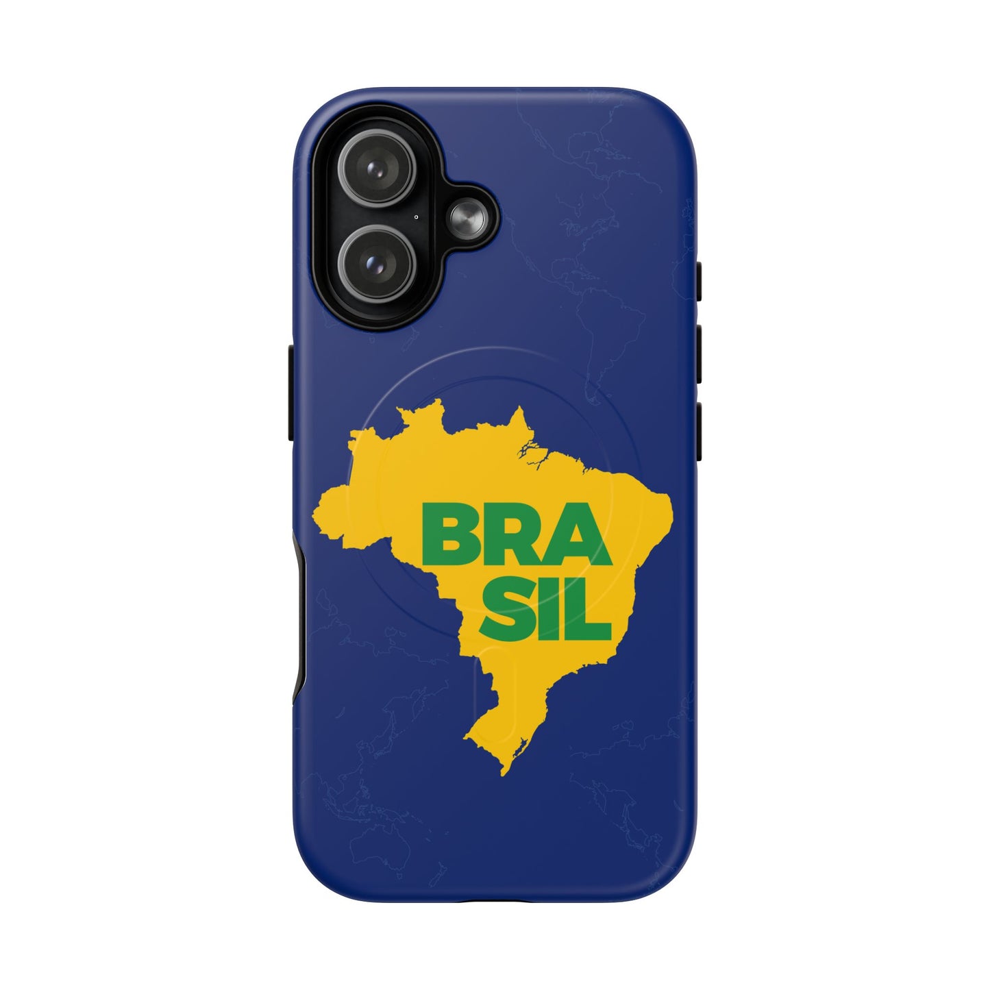Capa MagSafe iPhone "BRASIL" Mapa Mundi - Case Magnética Premium (iPhone 13 ao 17 Pro Max)