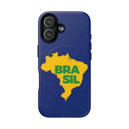 Capa MagSafe iPhone "BRASIL" Mapa Mundi - Case Magnética Premium (iPhone 13 ao 17 Pro Max)