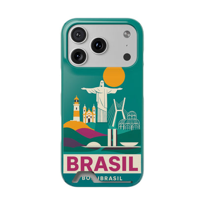 Capa Porta-Cartão iPhone "Aquarela do Brasil" - Wallet Case Vintage (iPhone 13 ao 17 Pro Max)
