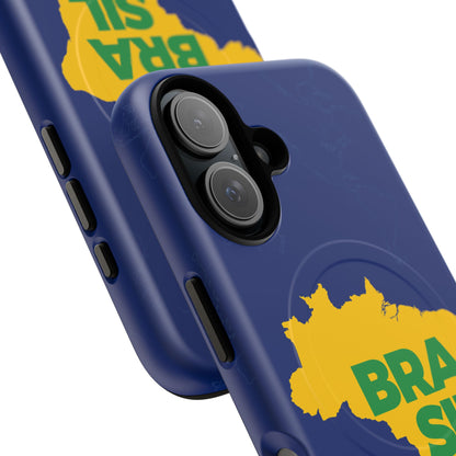 Capa MagSafe iPhone "BRASIL" Mapa Mundi - Case Magnética Premium (iPhone 13 ao 17 Pro Max)