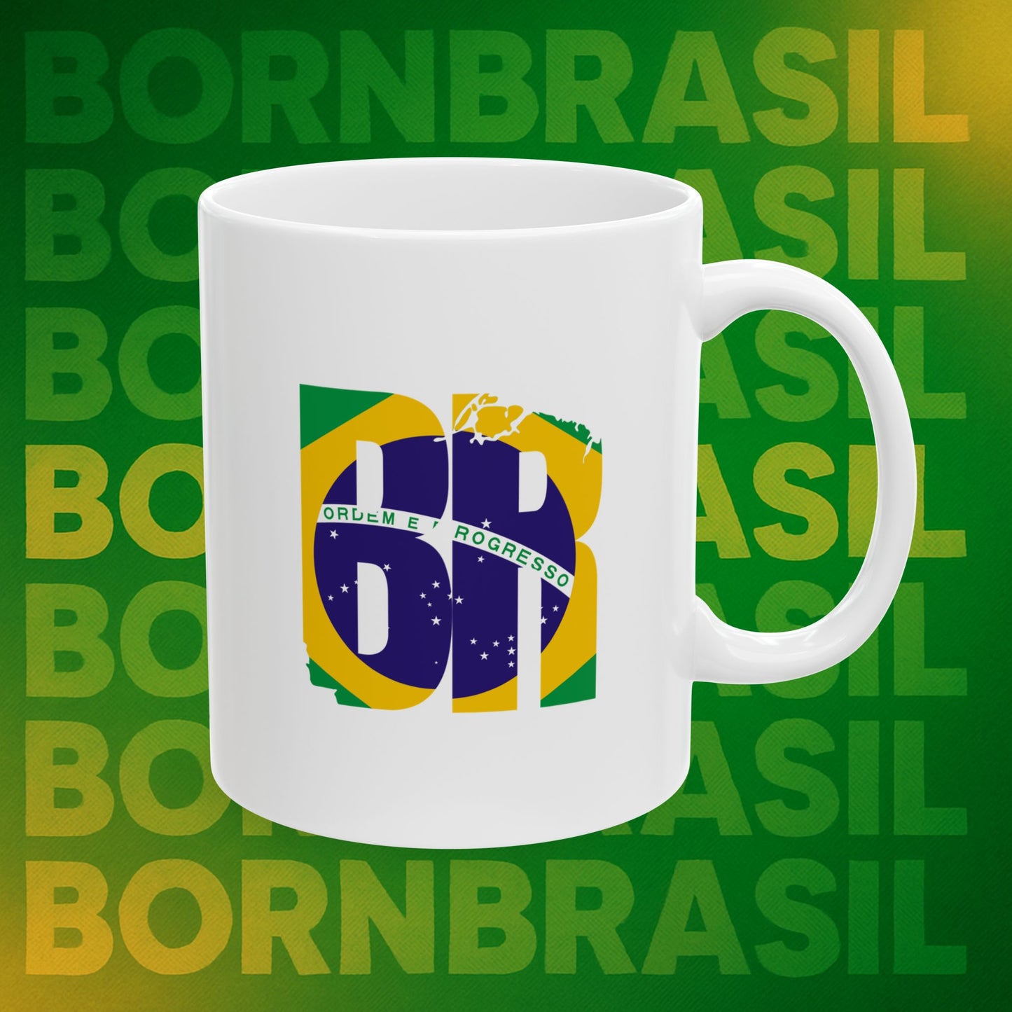 Caneca Brasil vs USA Not The Same + BR Bandeira | Cerâmica 11oz e 15oz | BornBrasil
