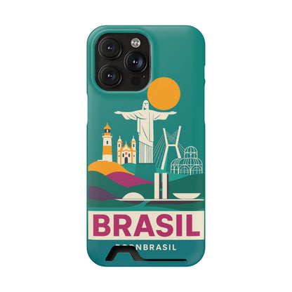 Capa Porta-Cartão iPhone "Aquarela do Brasil" - Wallet Case Vintage (iPhone 13 ao 17 Pro Max)