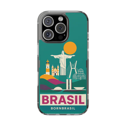 Capa MagSafe Transparente "Cartão Postal" – Monumentos do Brasil (iPhone 12 ao 16 Pro Max)